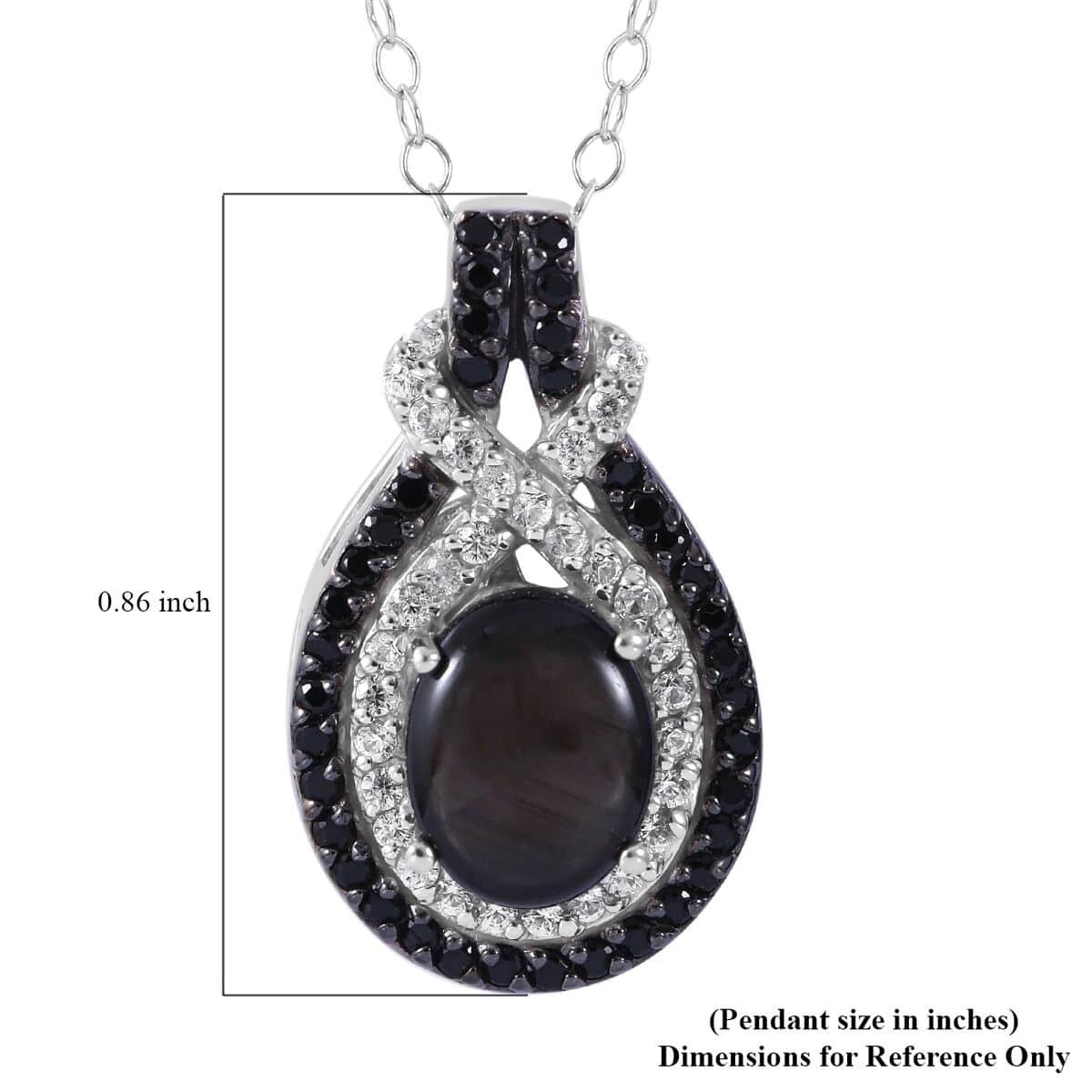 Premium Bankacha Natural Black Star Sapphire and Multi Gemstone 3.60 ctw Pendant Necklace in Platinum Over Sterling Silver 18 Inches image number 6