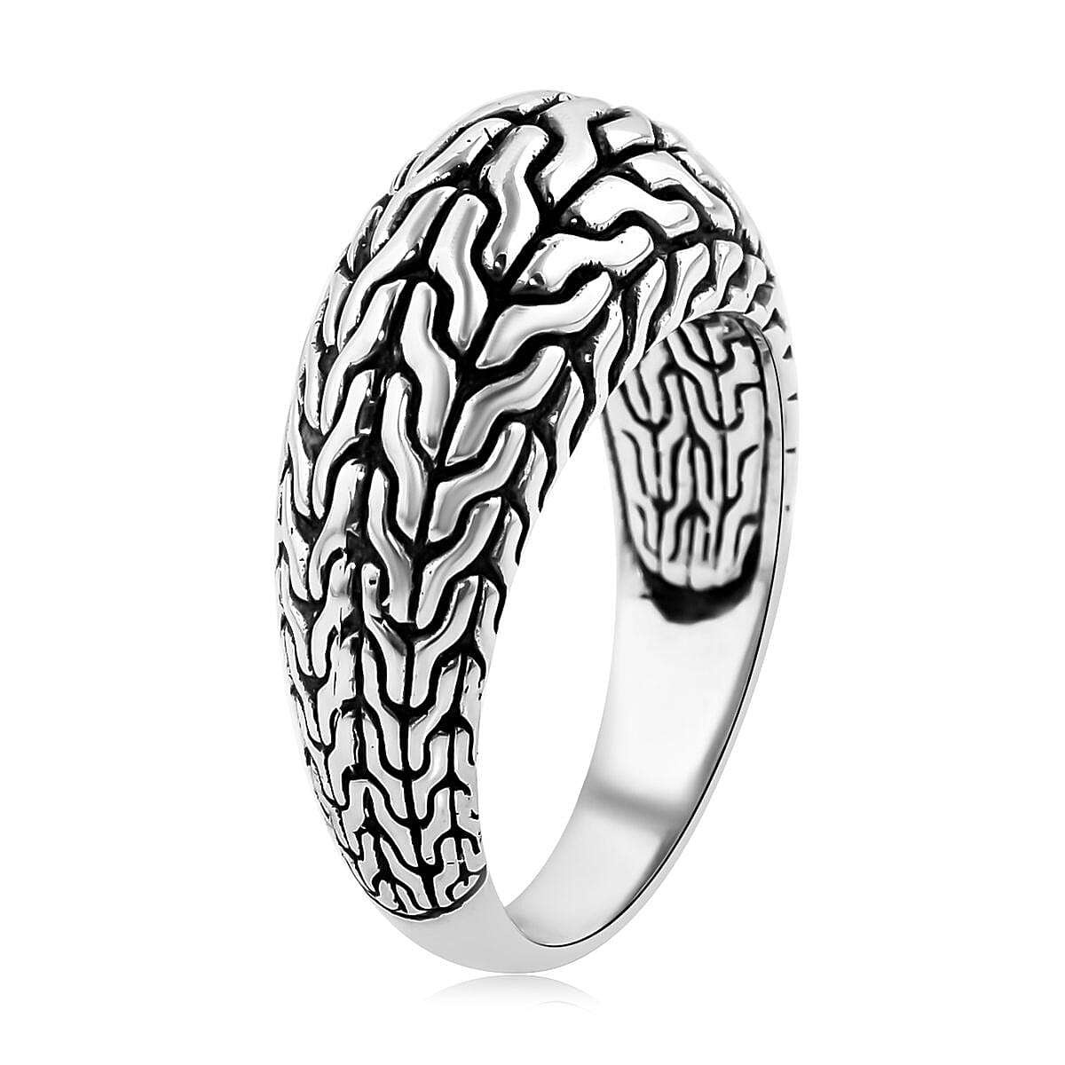 Bali Legacy Sterling Silver Tulang Naga Texture Ring (Size 5) and Earrings 22.40 Grams