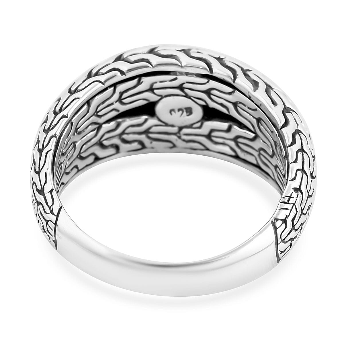 Bali Legacy Sterling Silver Tulang Naga Texture Ring (Size 5) and Earrings 22.40 Grams