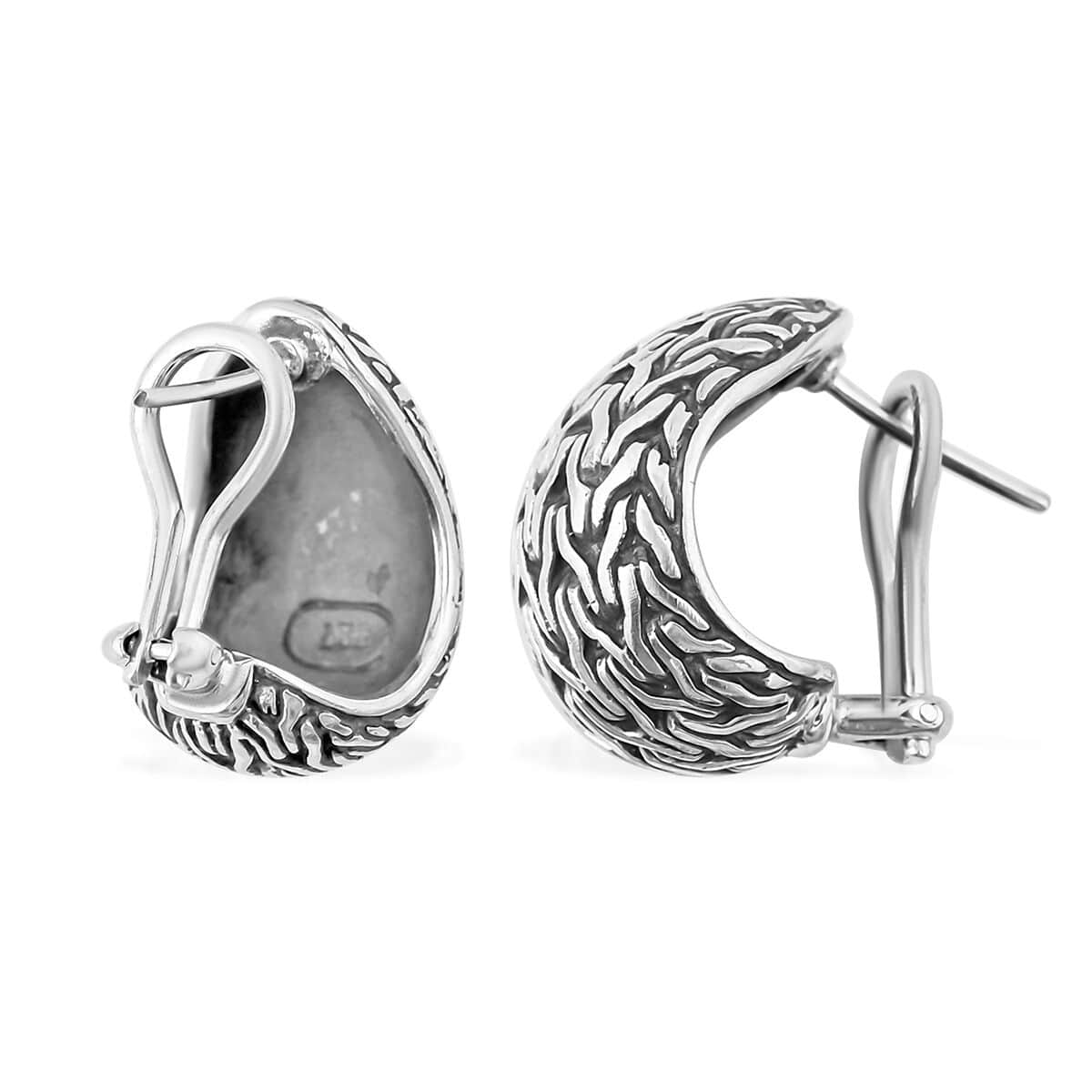 Bali Legacy Sterling Silver Tulang Naga Texture Ring (Size 6) and Earrings 22.40 Grams image number 6