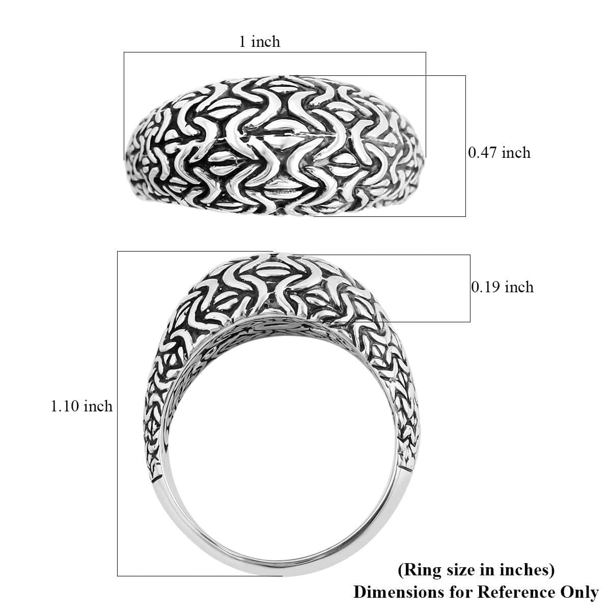 Bali Legacy Borobudur Texture Ring (Size 6) and Earrings in Sterling Silver 22.40 Grams image number 4