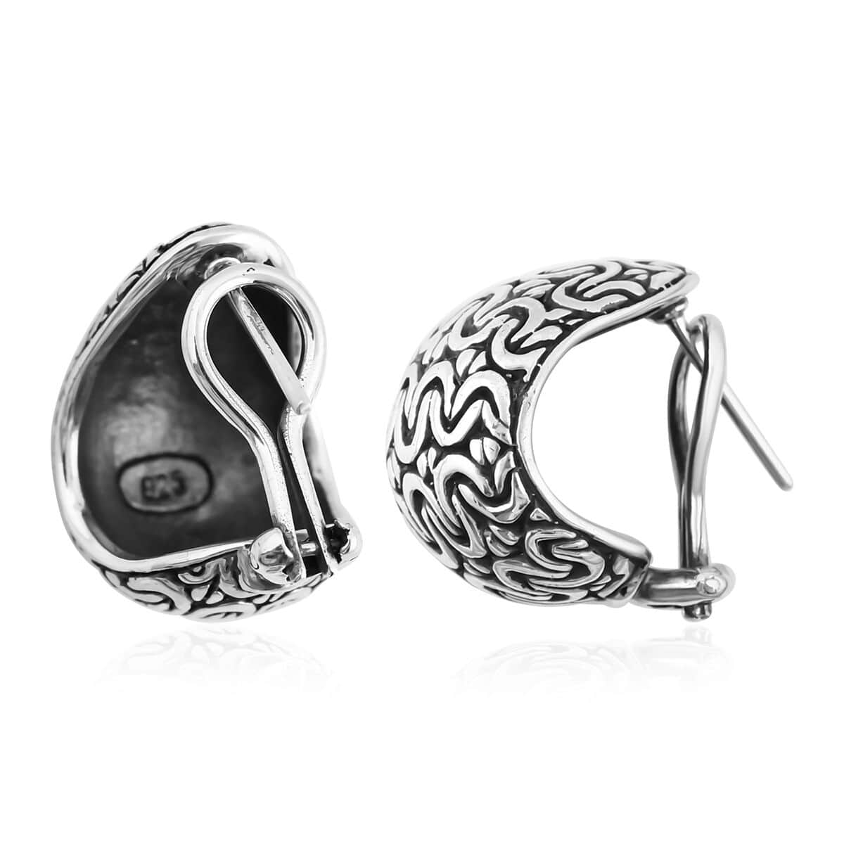 Bali Legacy Borobudur Texture Ring (Size 6) and Earrings in Sterling Silver 22.40 Grams image number 6