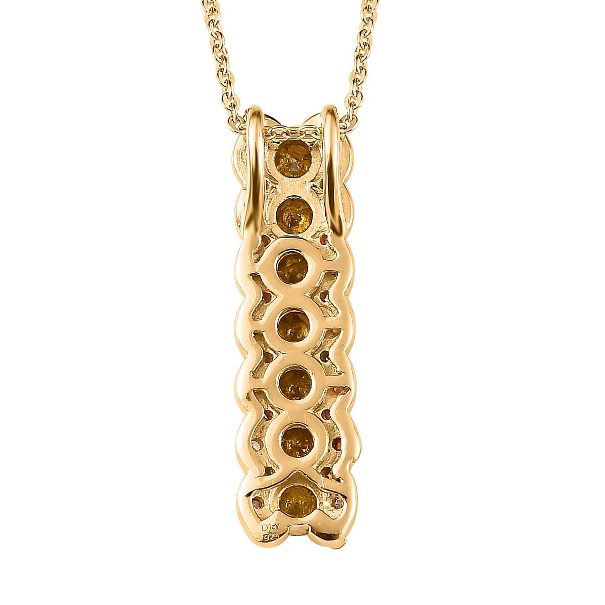 Yellow and White Diamond Pendant Necklace 20 Inches in Vermeil Yellow Gold Over Sterling Silver 1.00 ctw