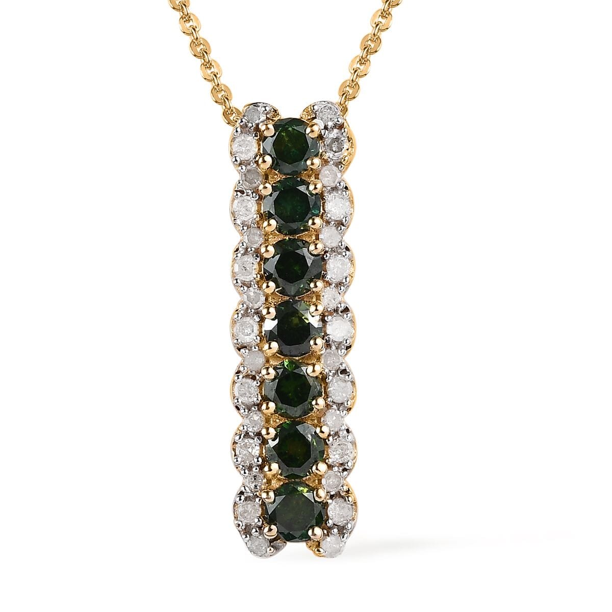 Yellow and White Diamond Pendant Necklace 20 Inches in Vermeil Yellow Gold Over Sterling Silver 1.00 ctw image number 0