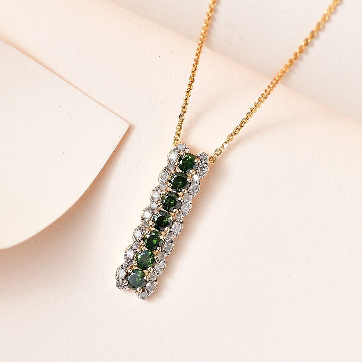 Yellow and White Diamond Pendant Necklace 20 Inches in Vermeil Yellow Gold Over Sterling Silver 1.00 ctw image number 1
