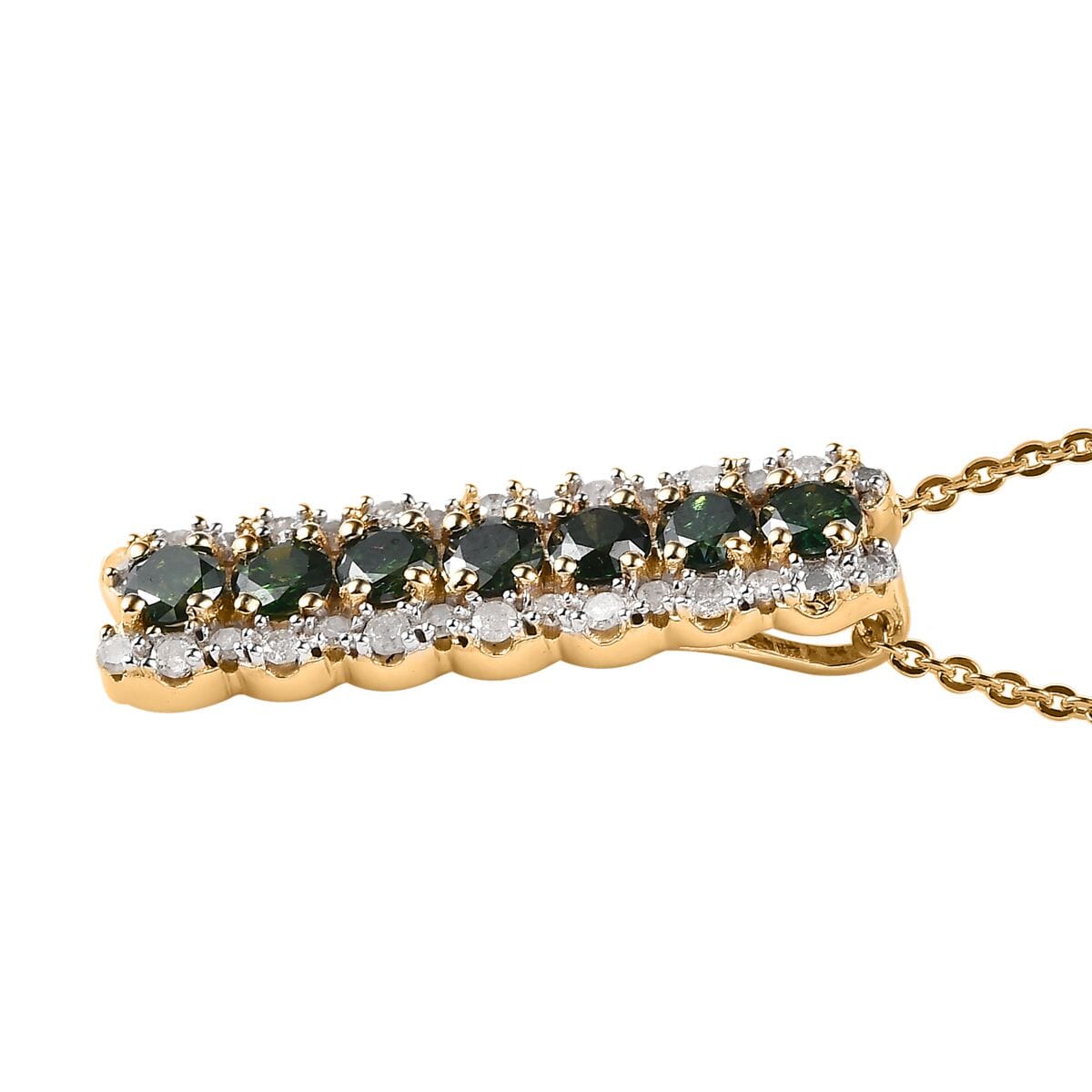 Yellow and White Diamond Pendant Necklace 20 Inches in Vermeil Yellow Gold Over Sterling Silver 1.00 ctw image number 3