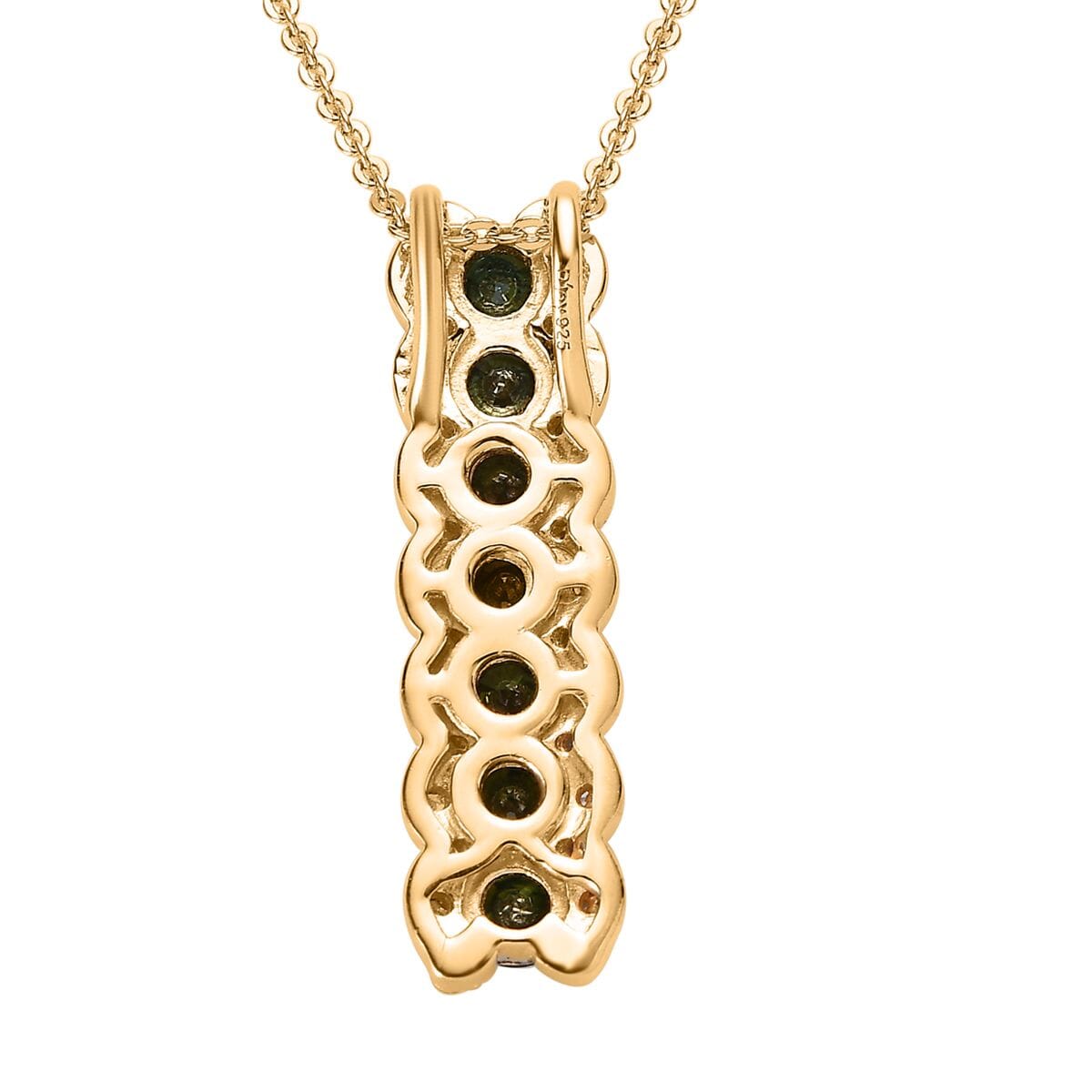 Yellow and White Diamond Pendant Necklace 20 Inches in Vermeil Yellow Gold Over Sterling Silver 1.00 ctw image number 4