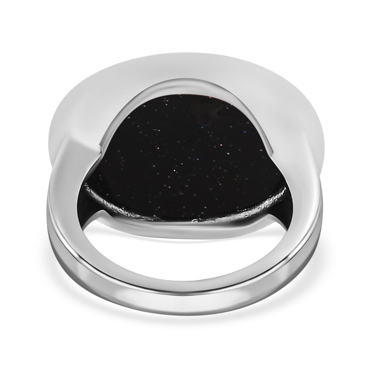 Blue Sandstone Solitaire Ring Size 8 and Pendant Necklace 20 Inches in Stainless Steel 30.90 ctw image number 5
