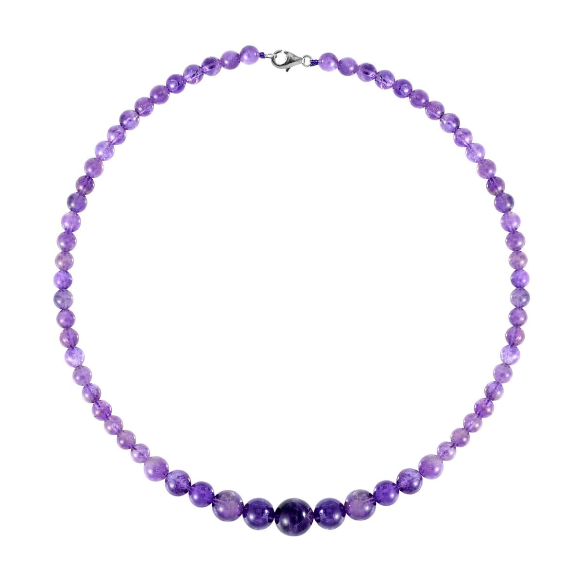 Amethyst Beaded Stretch Bracelet, Earrings and Necklace 18 Inches in Rhodium Over Sterling Silver 200.50 ctw image number 2