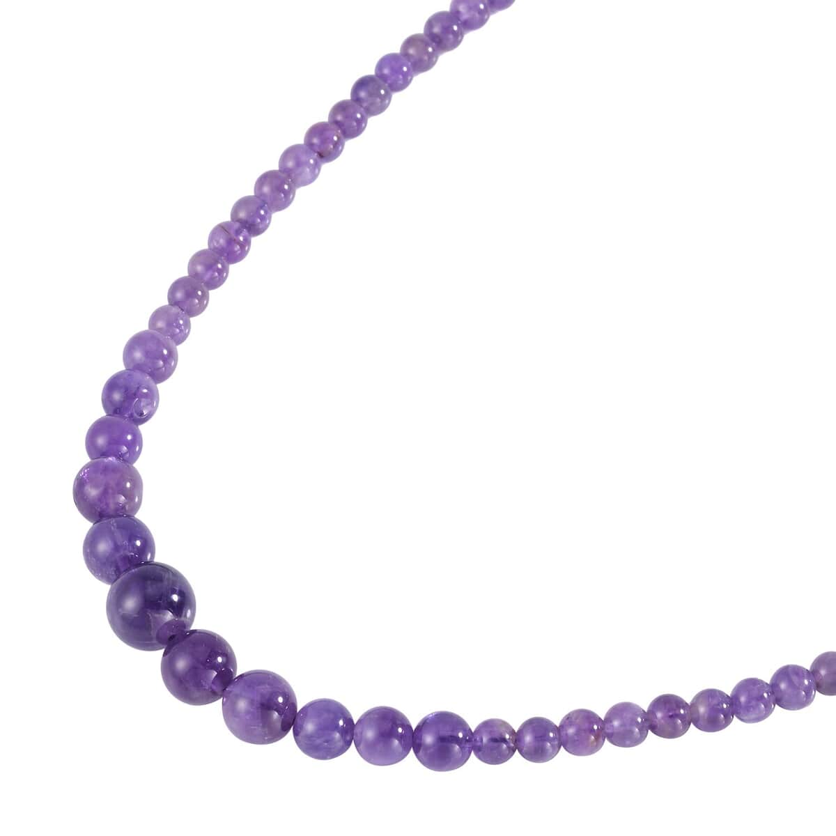 Amethyst Beaded Stretch Bracelet, Earrings and Necklace 18 Inches in Rhodium Over Sterling Silver 200.50 ctw image number 3