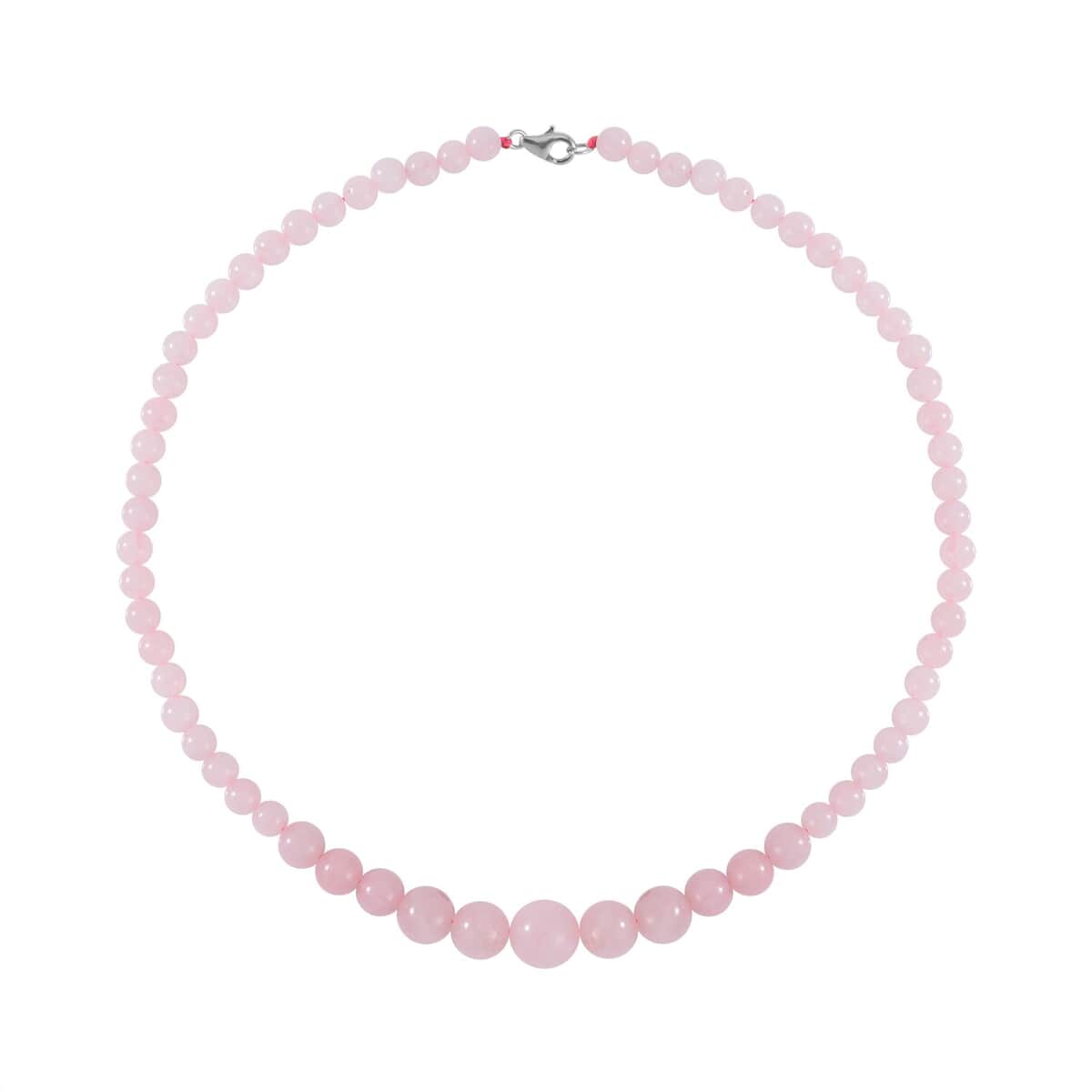 Galilea Rose Quartz Beaded Stretch Bracelet, Earrings and Necklace 18 Inches in Rhodium Over Sterling Silver 200.50 ctw image number 2