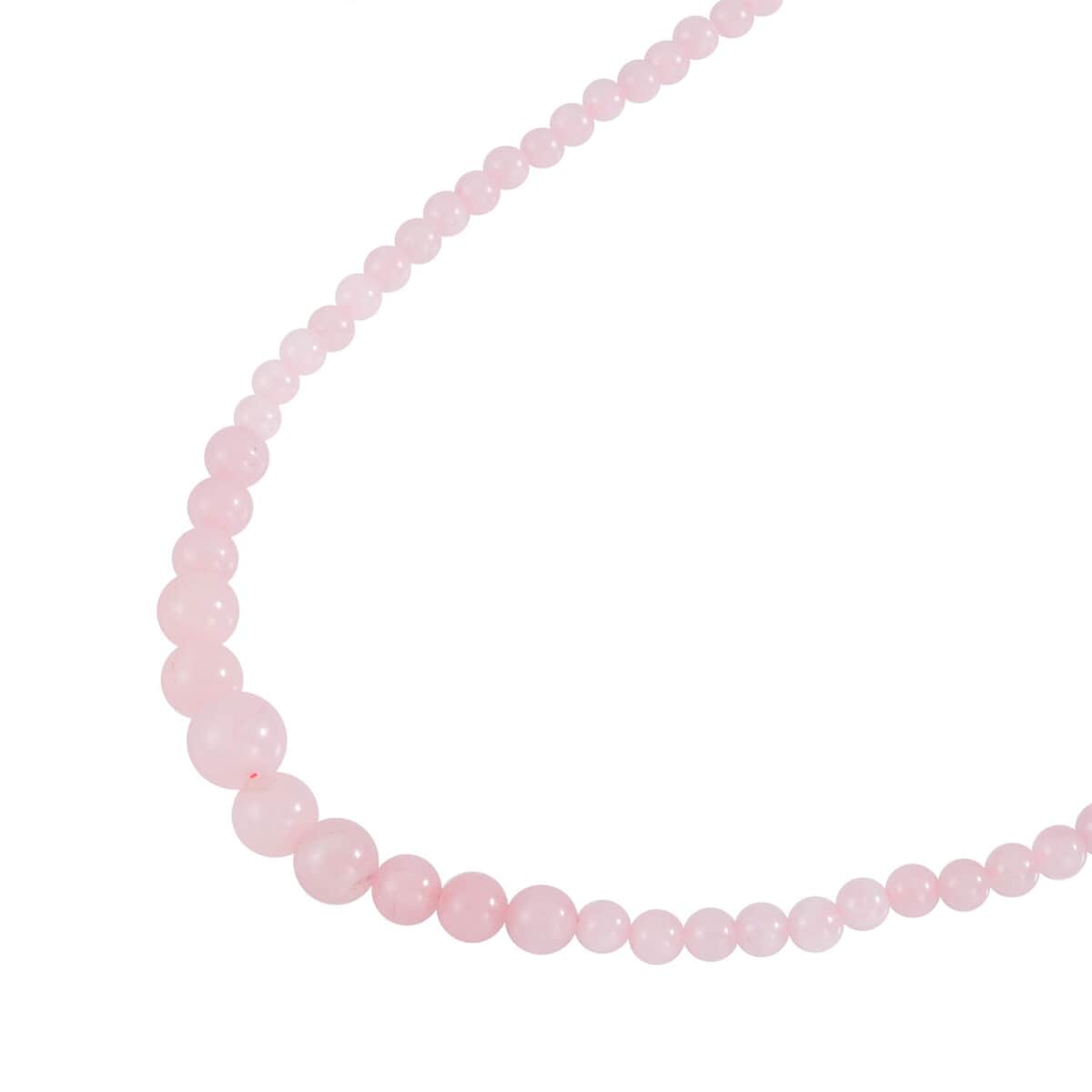 Galilea Rose Quartz Beaded Stretch Bracelet, Earrings and Necklace 18 Inches in Rhodium Over Sterling Silver 200.50 ctw image number 3