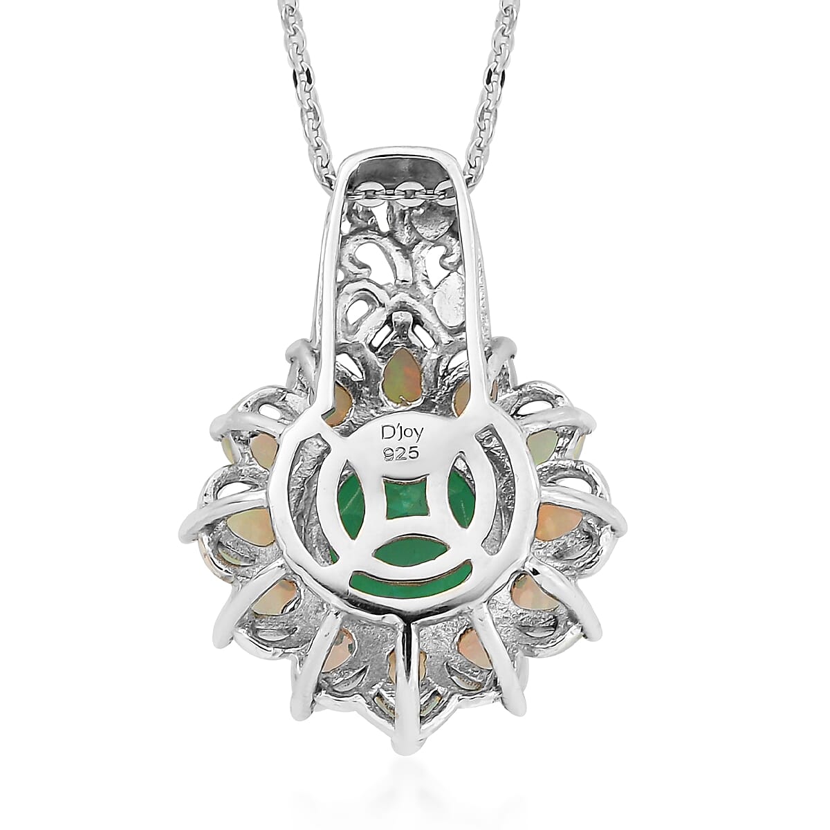 Peacock Quartz and Ethiopian Welo Opal Flower Pendant Necklace 20 Inches in Platinum Over Sterling Silver 3.35 ctw
