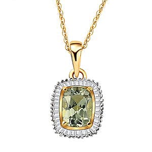 AAA Turkizite and Diamond 1.81 ctw Fancy Pendant Necklace in Vermeil YG Over Sterling Silver 20 Inches