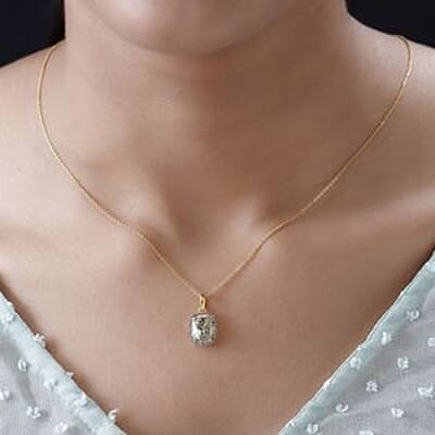 AAA Turkizite and Diamond 1.81 ctw Fancy Pendant Necklace in Vermeil YG Over Sterling Silver 20 Inches
