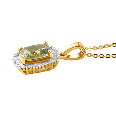 AAA Turkizite and Diamond 1.81 ctw Fancy Pendant Necklace in Vermeil YG Over Sterling Silver 20 Inches