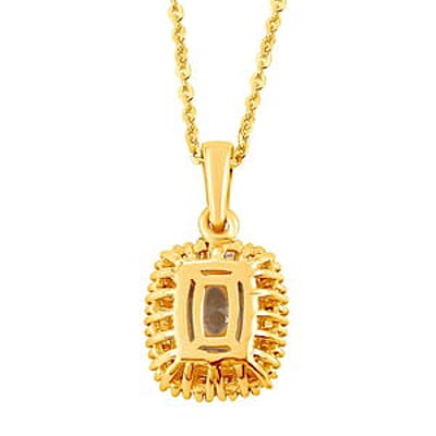 AAA Turkizite and Diamond 1.81 ctw Fancy Pendant Necklace in Vermeil YG Over Sterling Silver 20 Inches