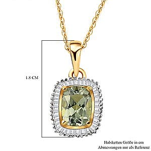 AAA Turkizite and Diamond 1.81 ctw Fancy Pendant Necklace in Vermeil YG Over Sterling Silver 20 Inches