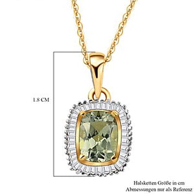 AAA Turkizite and Diamond 1.81 ctw Fancy Pendant Necklace in Vermeil YG Over Sterling Silver 20 Inches