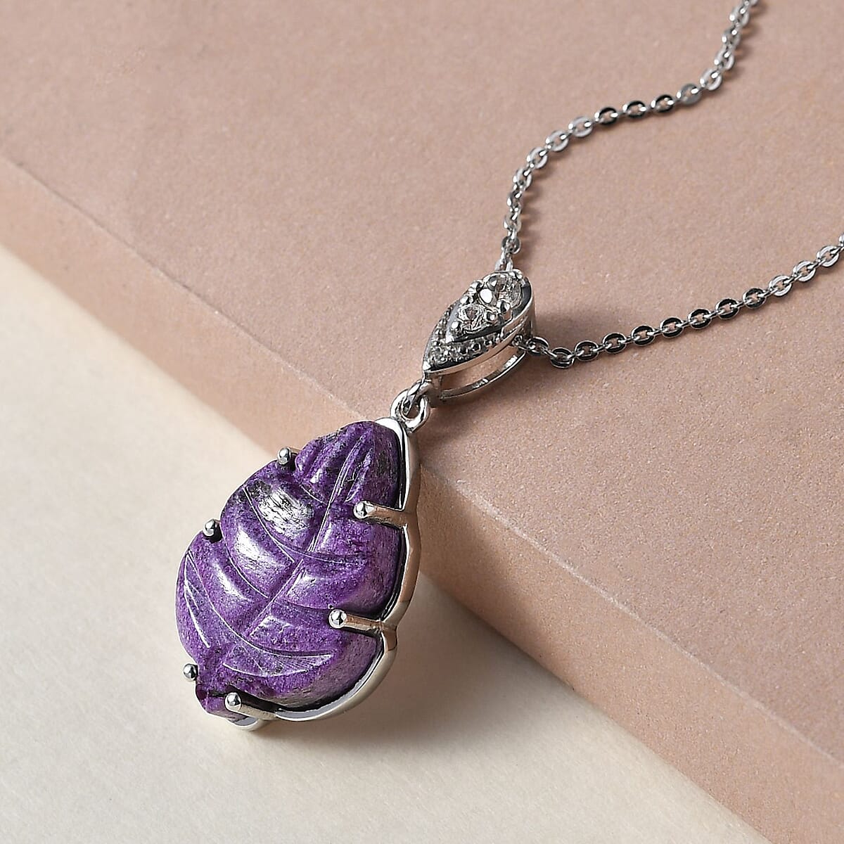 Stichtite and Natural White Zircon Pendant Necklace 20 Inches in Platinum Over Sterling Silver 4.70 ctw image number 1