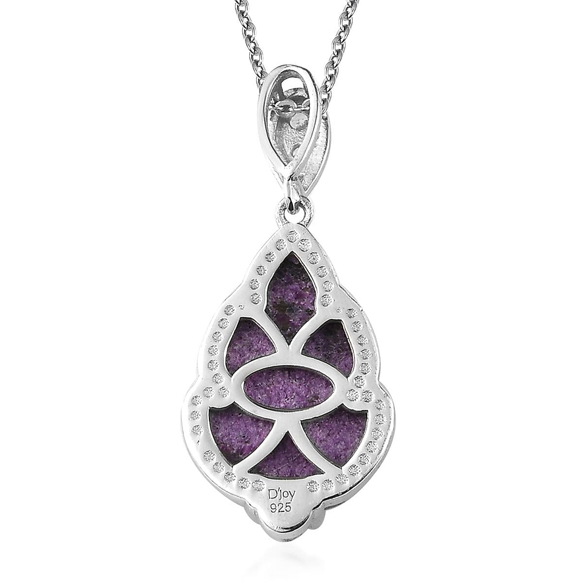 Stichtite and Natural White Zircon Pendant Necklace 20 Inches in Platinum Over Sterling Silver 4.70 ctw image number 4