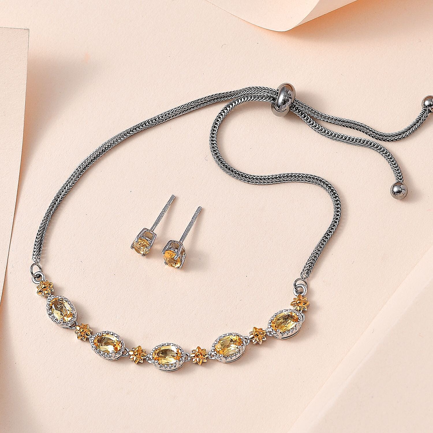 Buy Karis Brazilian Citrine Solitaire Stud Earrings and Bolo