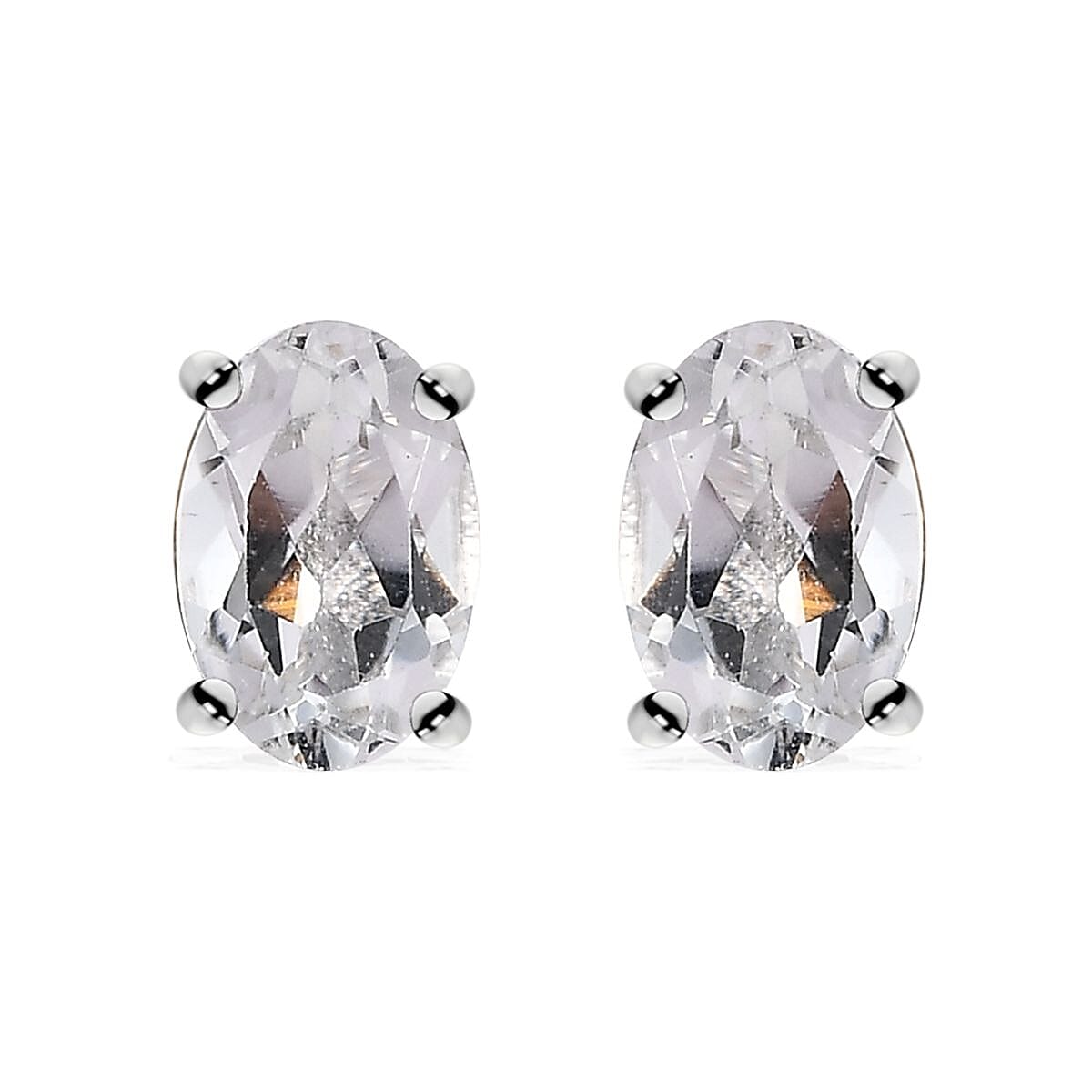 Karis White Topaz 3.65 ctw Solitaire Stud Earrings and Bolo Bracelet in 18K YG Plated, Platinum Bond and Stainless Steel