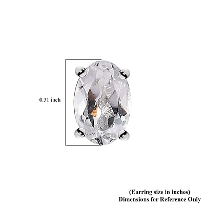 Karis White Topaz 3.65 ctw Solitaire Stud Earrings and Bolo Bracelet in 18K YG Plated, Platinum Bond and Stainless Steel