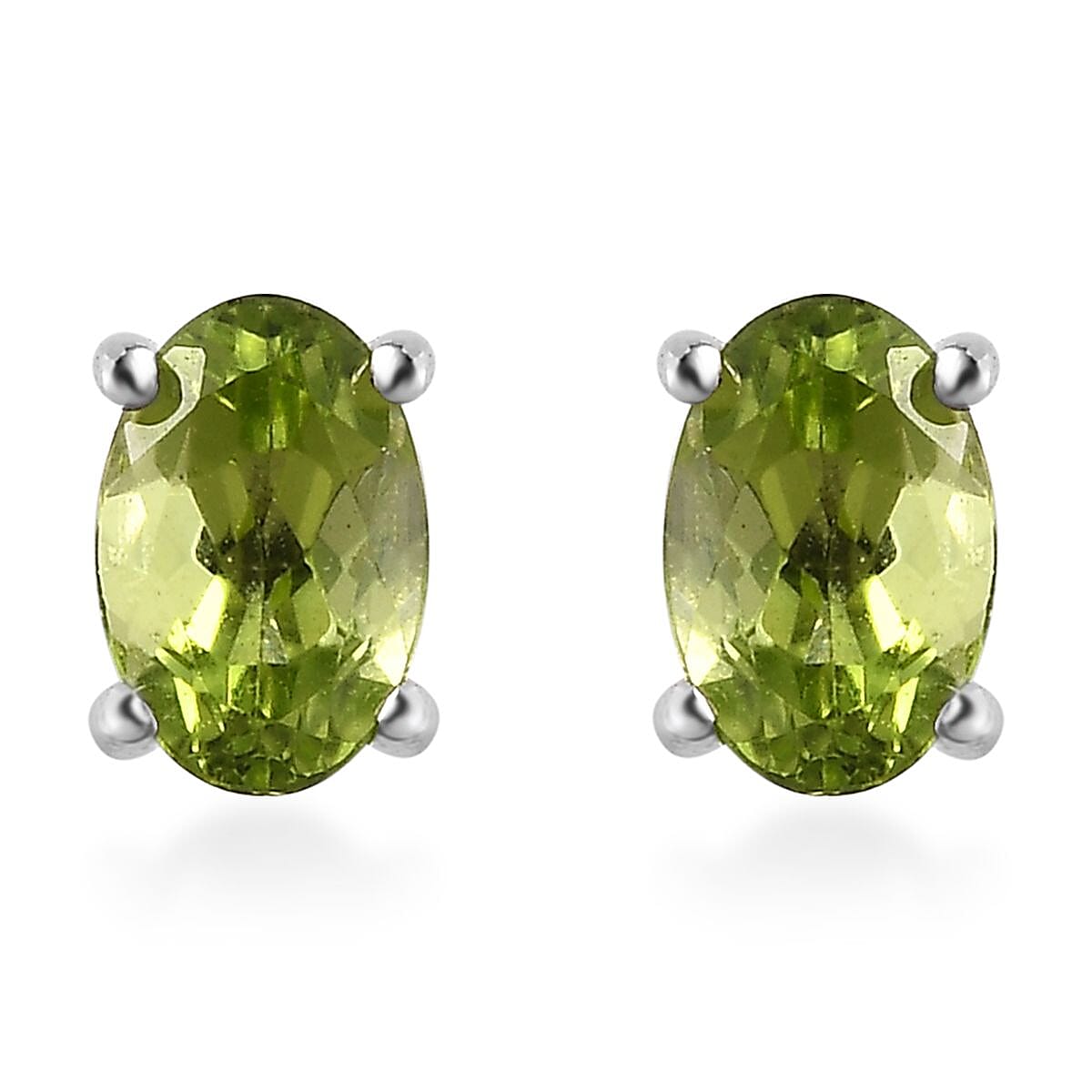 Karis Peridot 3.60 ctw Stud Earrings and Bolo Bracelet in 18K YG Plated, Platinum Bond and Stainless Steel