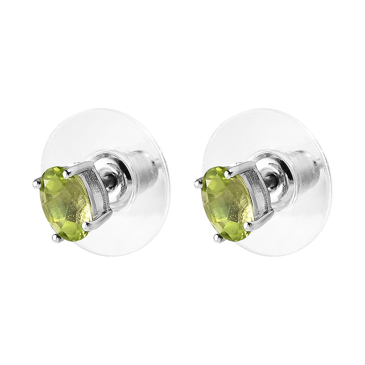 Karis Peridot 3.60 ctw Stud Earrings and Bolo Bracelet in 18K YG Plated, Platinum Bond and Stainless Steel