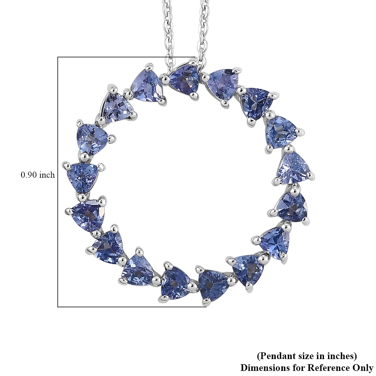Tanzanite Circle Pendant Necklace 20 Inches in Platinum Over Sterling Silver 1.85 ctw