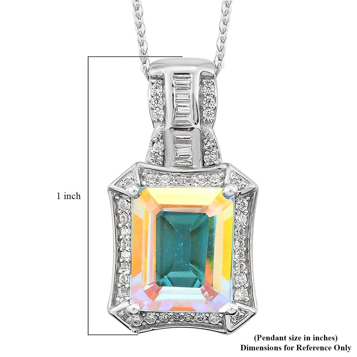 Mercury Mystic Topaz and White Zircon Pendant Necklace 20 Inches in Platinum Over Sterling Silver 5.75 ctw image number 6