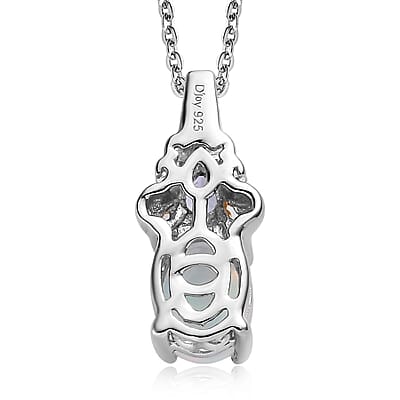 Premium Ethiopian Welo Opal and Tanzanite Pendant Necklace in Vermeil YG and Platinum Over Sterling Silver, Opal Jewelry, 20 Inch Pendant Necklace, Gift For Her 1.00 ctw