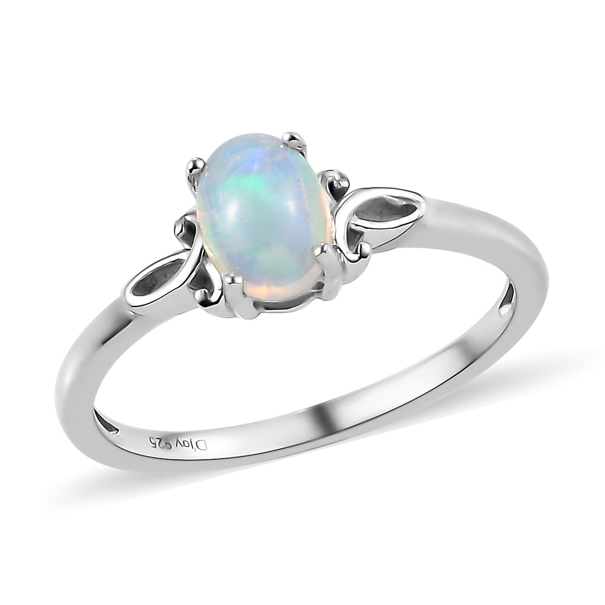 Premium Ethiopian Welo Opal Solitaire Ring (Size 5.0) and Pendant Necklace 20 Inches in Platinum Over Sterling Silver 0.85 ctw