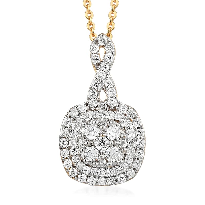 Luxuriant Lab Grown Diamond G-H SI Pendant Necklace 20 Inches in Vermeil Yellow Gold Over Sterling Silver 0.50 ctw