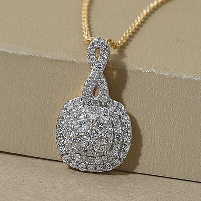 Luxuriant Lab Grown Diamond G-H SI Pendant Necklace 20 Inches in Vermeil Yellow Gold Over Sterling Silver 0.50 ctw