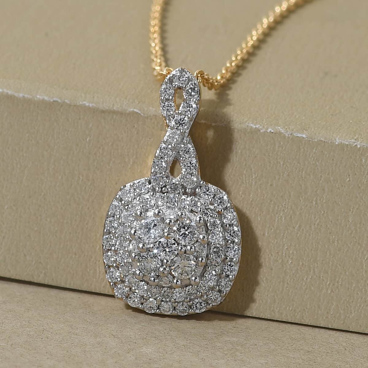 Luxuriant Lab Grown Diamond G-H SI Pendant Necklace 20 Inches in Vermeil Yellow Gold Over Sterling Silver 0.50 ctw image number 1