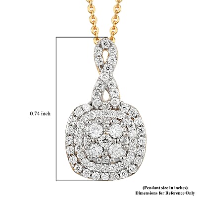 Luxuriant Lab Grown Diamond G-H SI Pendant Necklace 20 Inches in Vermeil Yellow Gold Over Sterling Silver 0.50 ctw