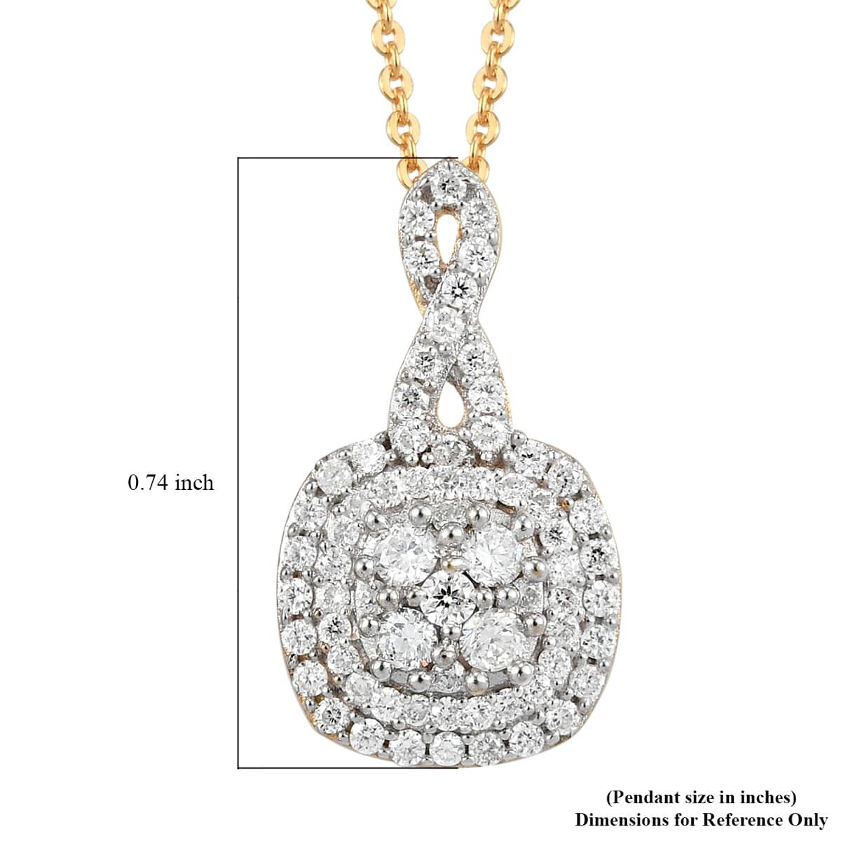 Luxuriant Lab Grown Diamond G-H SI Pendant Necklace 20 Inches in Vermeil Yellow Gold Over Sterling Silver 0.50 ctw image number 6
