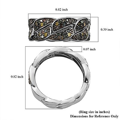 Multi Diamond Set of 2 Stackable Band Ring in Rhodium & Platinum Over Sterling Silver (Size 6.0) 0.50 ctw