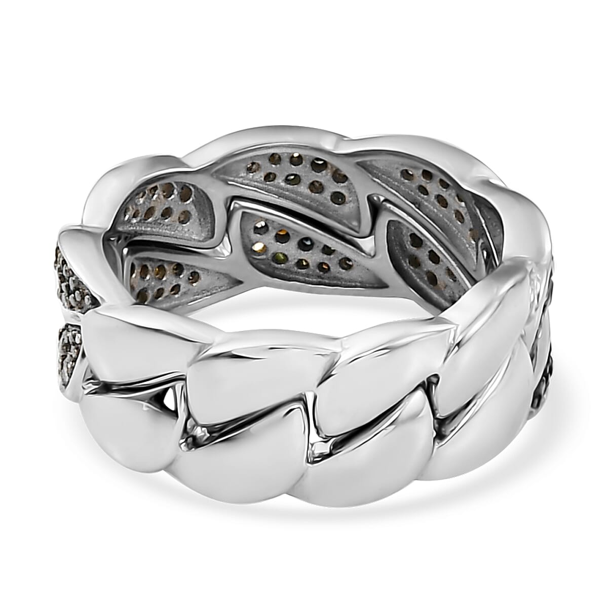 Multi Diamond Set of 2 Stackable Band Ring in Rhodium & Platinum Over Sterling Silver (Size 7.0) 0.50 ctw image number 5