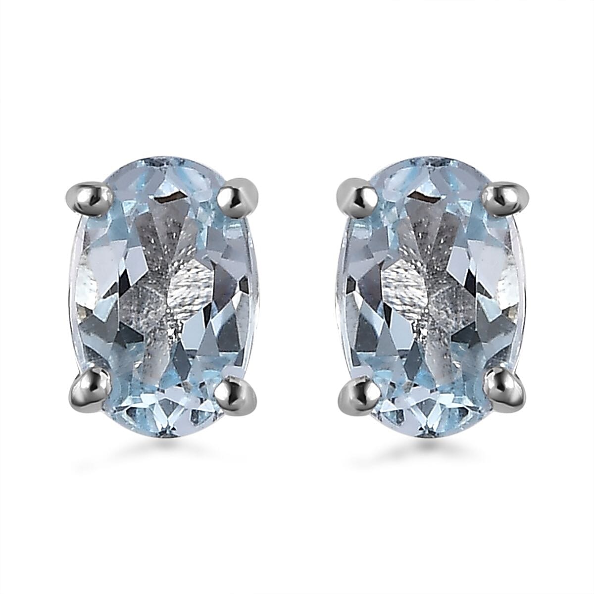 Karis Sky Blue Topaz Solitaire Stud Earrings and Bolo Bracelet in 18K YG Plated, Platinum Bond and Stainless Steel 3.75 ctw image number 6