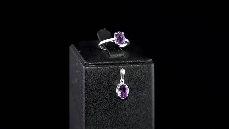 Premium Mashamba Amethyst Solitaire Ring and Pendant in Sterling Silver 2.25 ctw