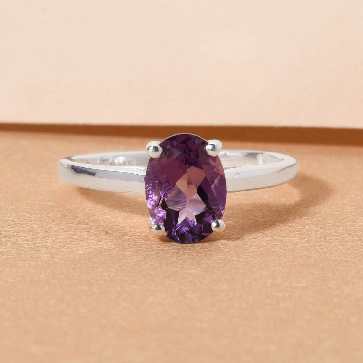 Premium Mashamba Amethyst Solitaire Ring (Size 8.0) and Pendant in Sterling Silver 2.25 ctw image number 1