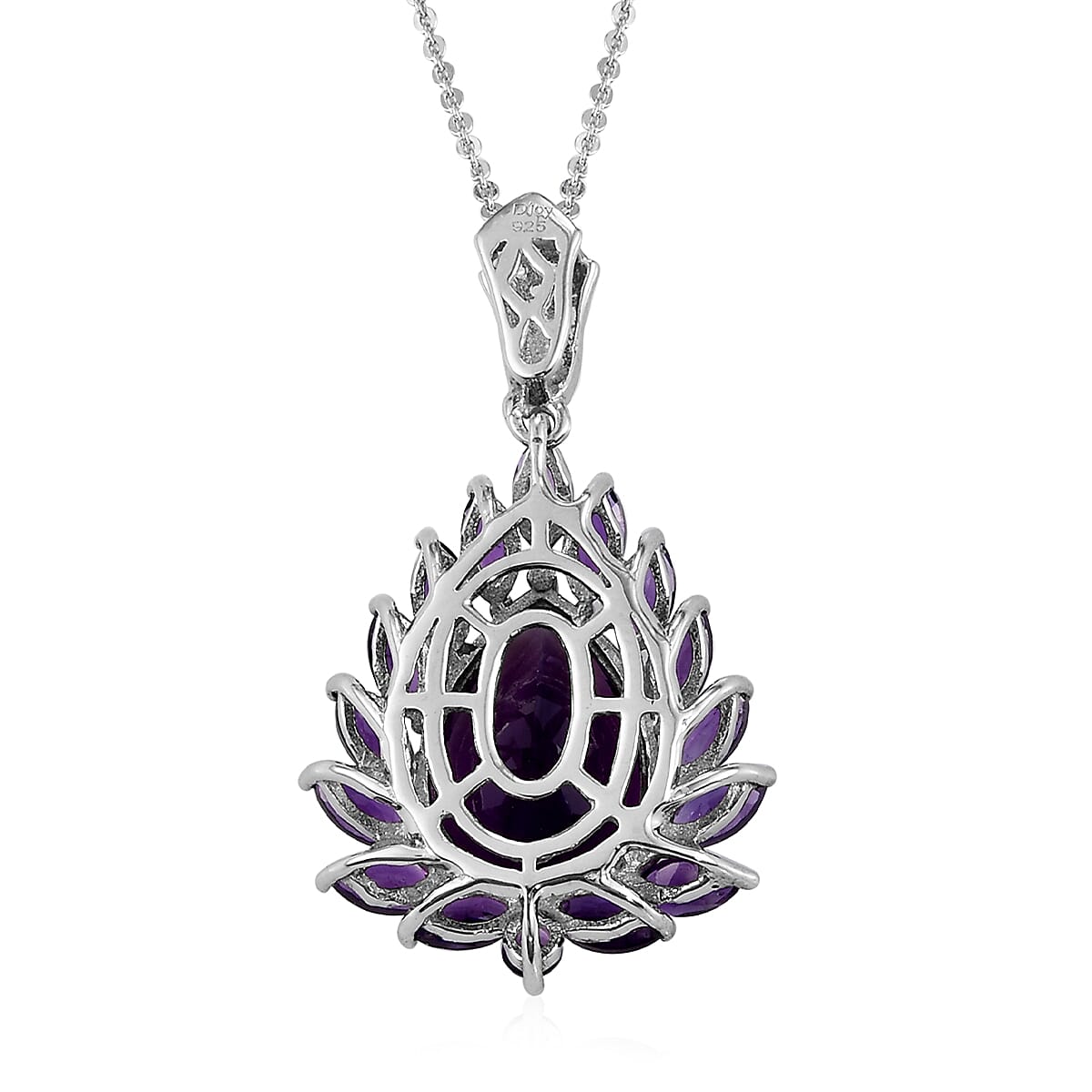 Premium Moroccan Amethyst and Multi Gemstone Pendant Necklace 20 Inches in Platinum Over Sterling Silver 7.50 ctw