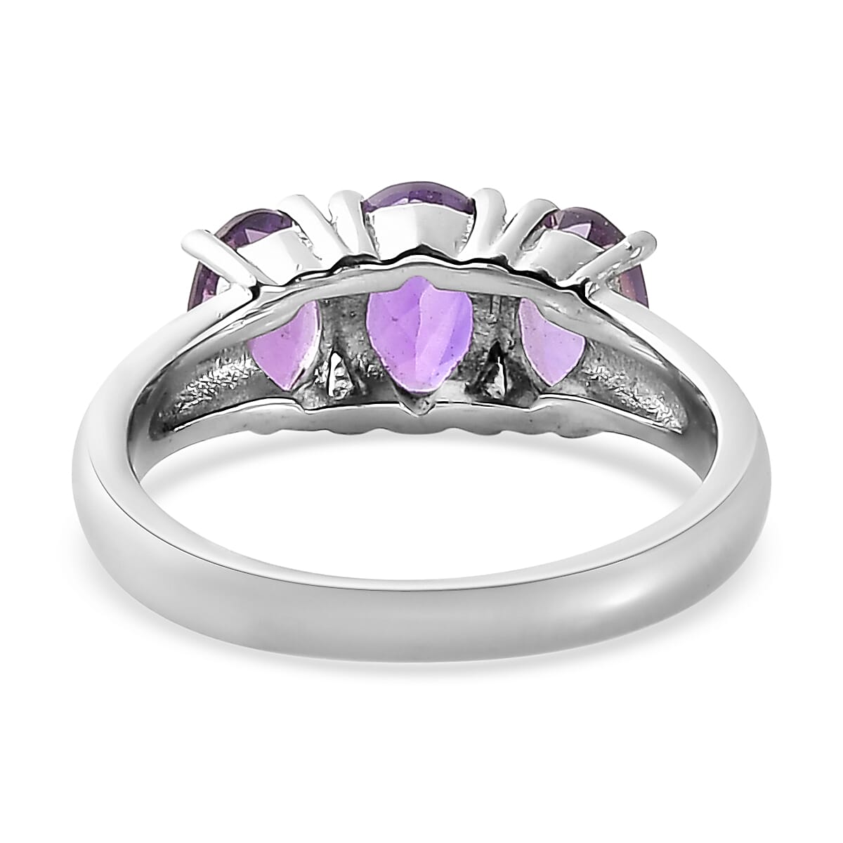 Mashamba Amethyst 3 Stone Ring (Size 5.0) and Pendant in Stainless Steel 3.25 ctw image number 4