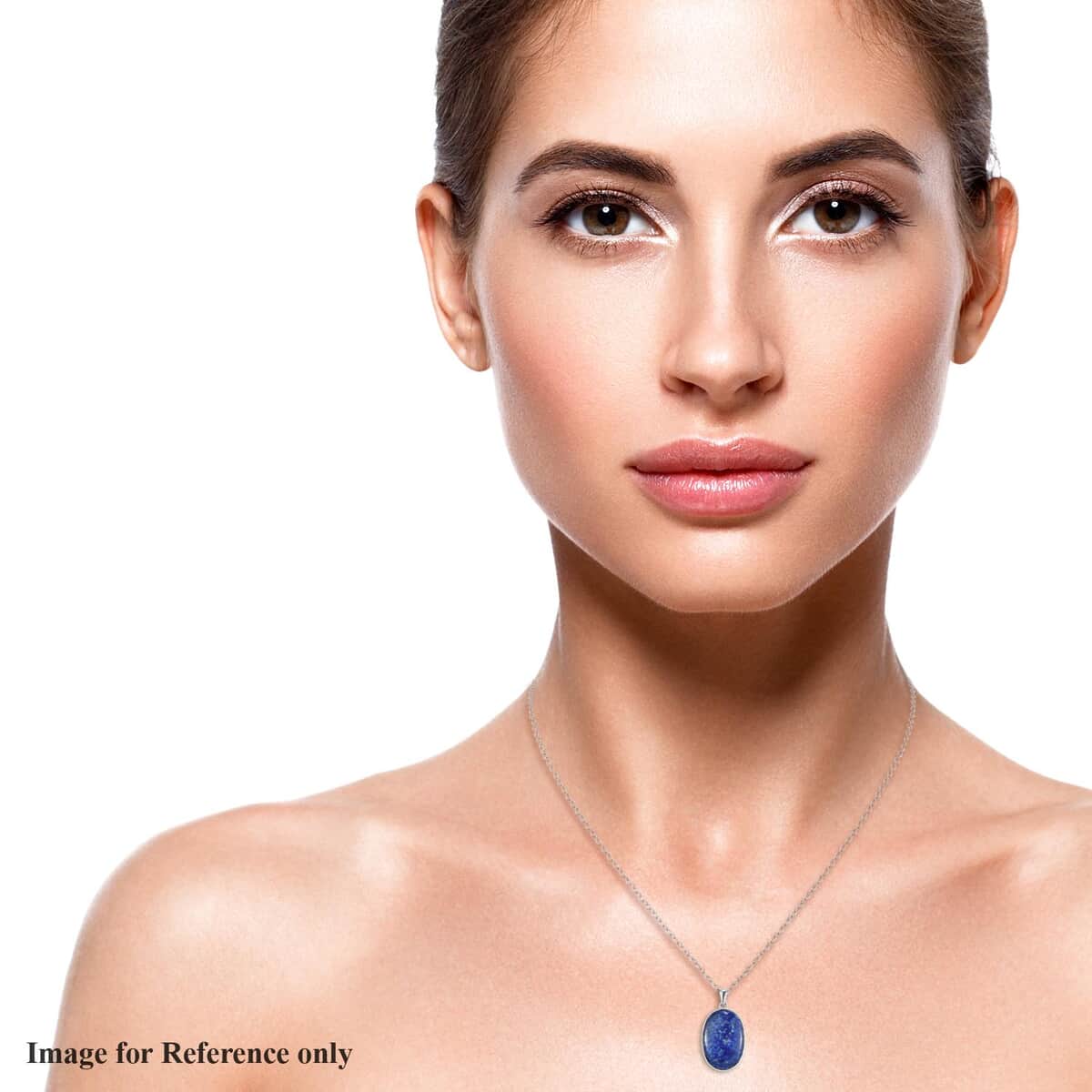 Lapis Lazuli (Ovl 30x20 mm) Pendant Necklace (24 Inches) in 14K YG & Platinum Over Copper with Magnet and Stainless Steel 32.00 ctw | Tarnish-Free, Waterproof, Sweat Proof Jewelry image number 2
