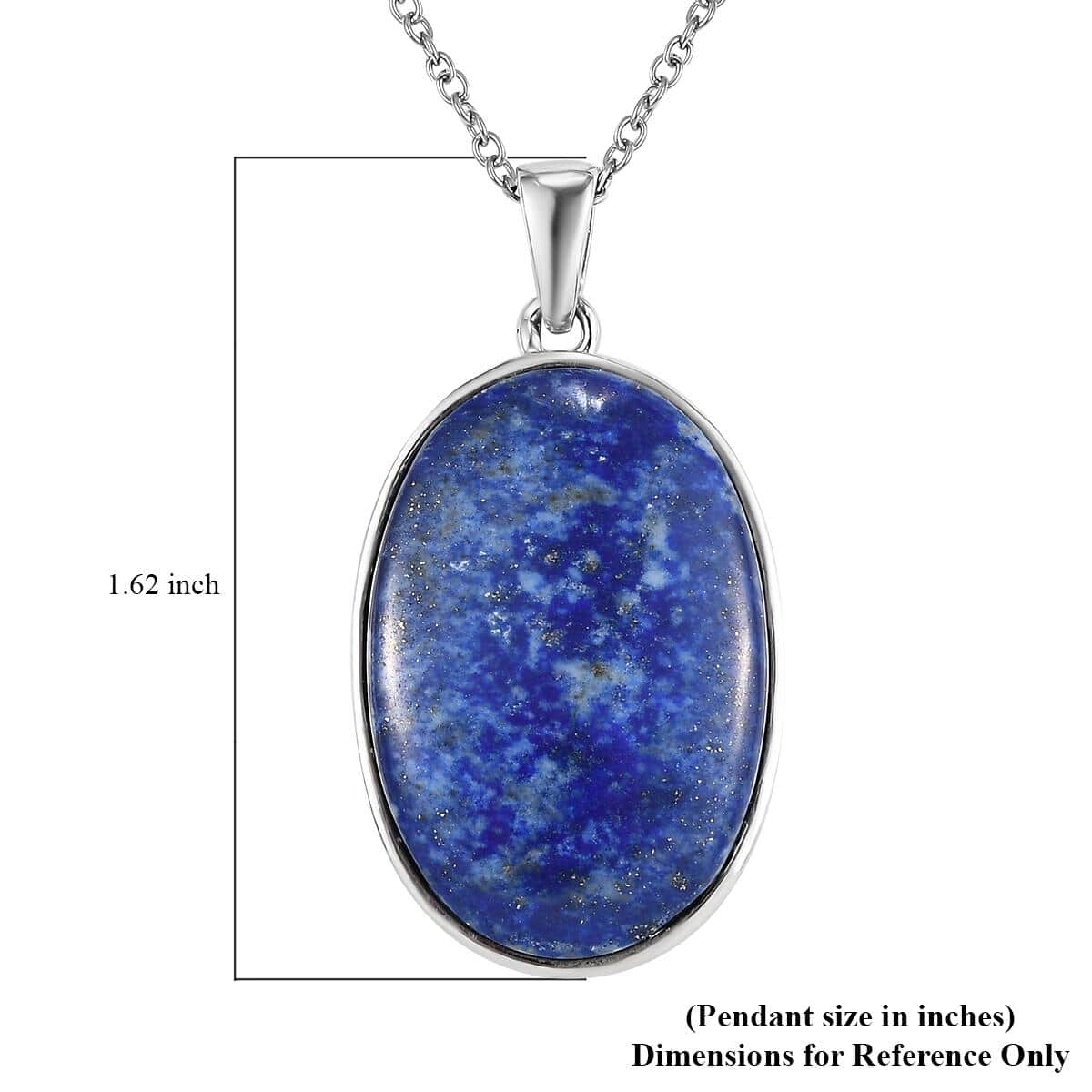 Lapis Lazuli (Ovl 30x20 mm) Pendant Necklace (24 Inches) in 14K YG & Platinum Over Copper with Magnet and Stainless Steel 32.00 ctw | Tarnish-Free, Waterproof, Sweat Proof Jewelry image number 6