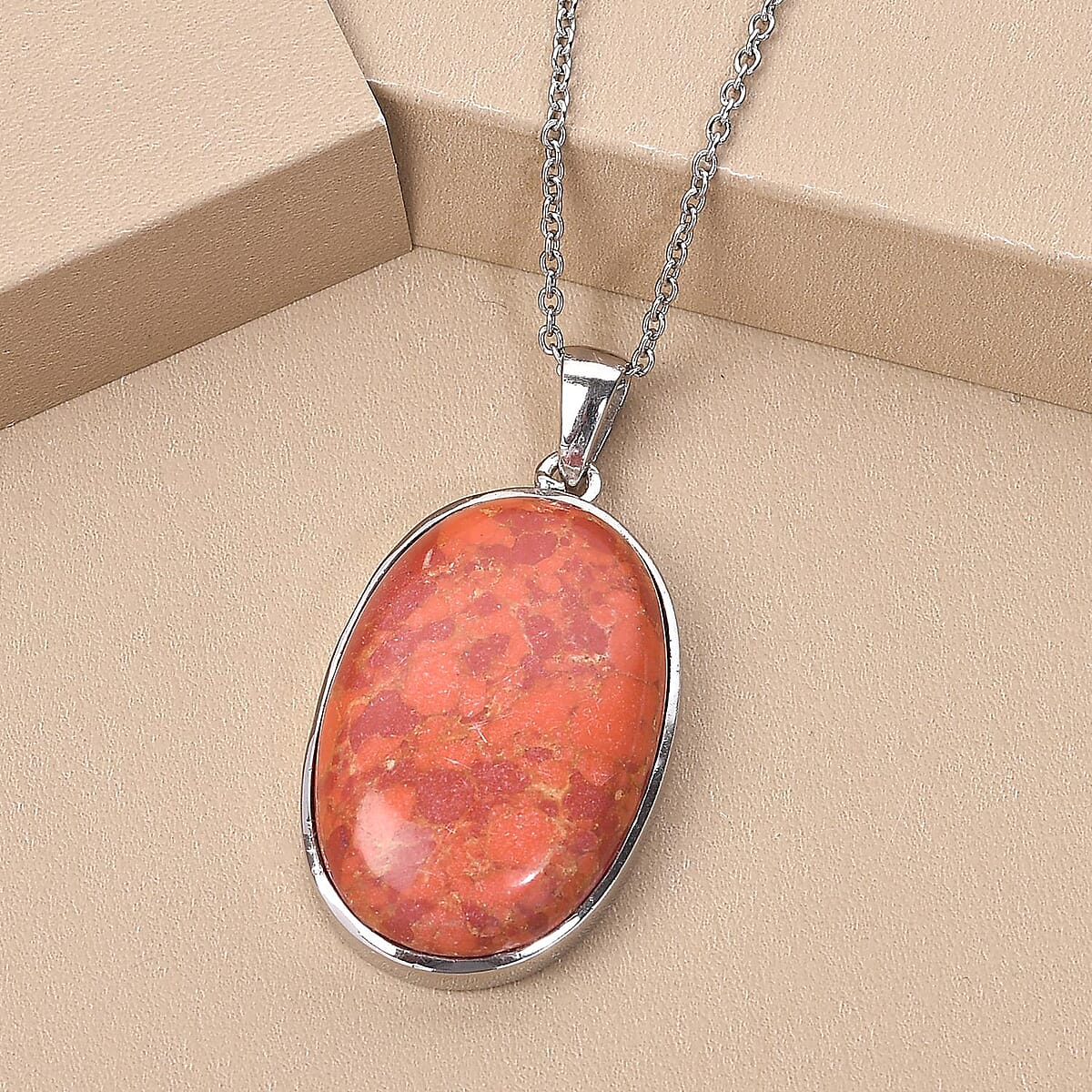 Mojave Orange Turquoise Pendant Necklace (24) in 14K YG & Platinum Over Copper with Magnet and Stainless Steel 28.65 ctw | Tarnish-Free, Waterproof, Sweat Proof Jewelry image number 1
