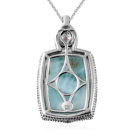 Larimar and Orissa Rhodolite Garnet Pendant Necklace (20 Inches) in Platinum Over Sterling Silver 21.50 ctw image number 4